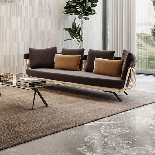 Canapé contemporain - E LA NAVE VA / 02B - ALIAS - en tissu / en cuir / avec accoudoirs