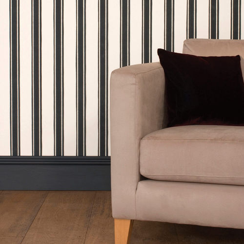 Papier peint classique - BLOCK PRINT STRIPE - Farrow & Ball - à rayures / aspect tissu / blanc