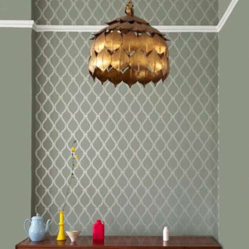 Papier peint classique - CRIVELLI TRELLIS - Farrow & Ball - géométrique / aspect tissu / gris