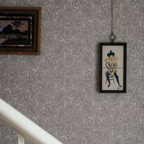 Papier peint classique - FEUILLE series - Farrow & Ball - à motif nature / aspect tissu / rouge