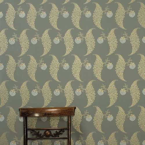 Papier peint contemporain - ROSSLYN series - Farrow & Ball - à motif géométrique / vert / marron