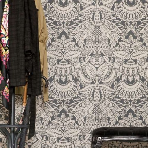 Papier peint contemporain - ORANGERIE - Farrow & Ball - à motif damas / rouge / marron