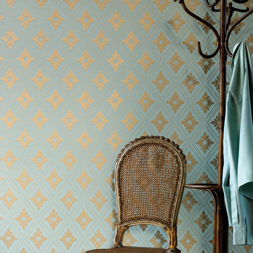 Papier peint classique - RANELAGH series - Farrow & Ball - géométrique / jaune / gris