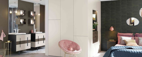 Meuble vasque double - AMBIANCE ÉLÉGANCE - Mobalpa - à poser / stratifié / contemporain