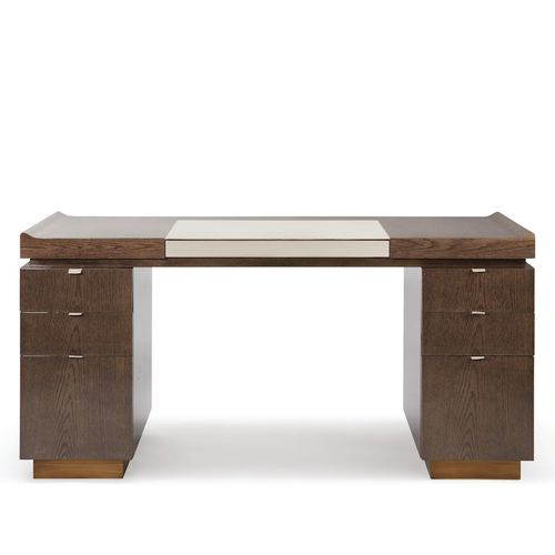 Bureau contemporain - PRINCETON - HUGUES CHEVALIER - en métal / en cuir / avec rangement