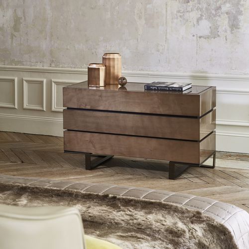 Commode contemporaine - PARIS - HUGUES CHEVALIER - en bois / en métal / en cuir