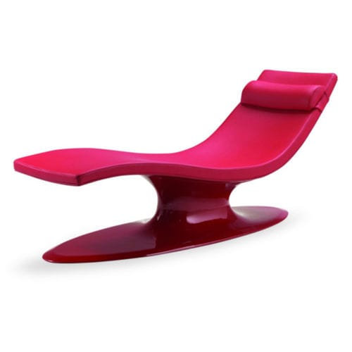 Chaise longue contemporaine - Airnova - en cuir / en fibre de verre / rouge