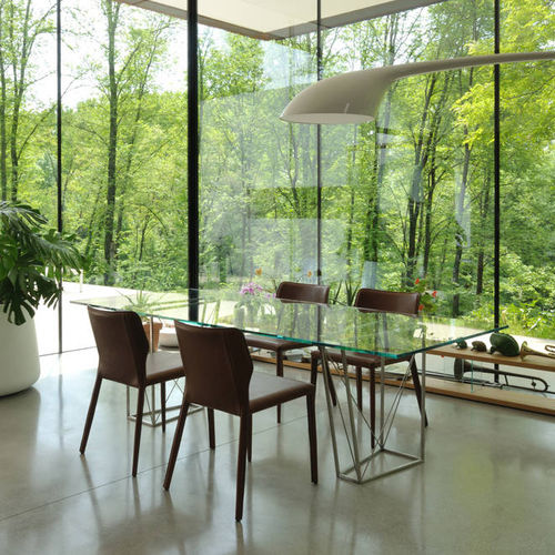Table contemporaine - ROXY - Airnova - en verre / en métal / avec piètement en métal