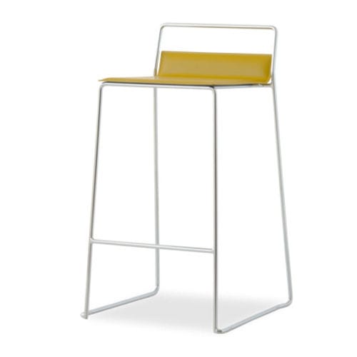 Tabouret de bar contemporain - CARUSO - SG - Airnova - en cuir / avec piètement en acier chromé / avec repose-pieds