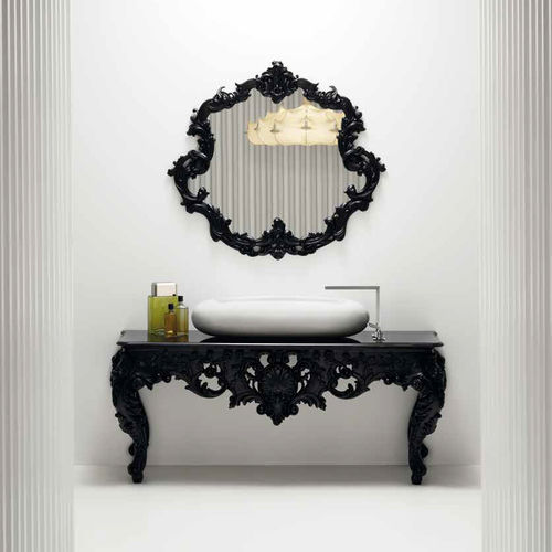 Plan vasque en résine - NEW ANTIQUES  - BISAZZA - en bois laqué mat / en verre / sur mesure