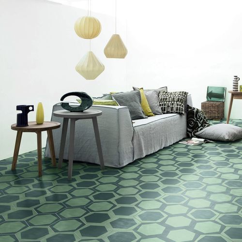 Carreau de ciment en ciment - ON/OFF TEAL - BISAZZA - mat / d'intérieur / de salon