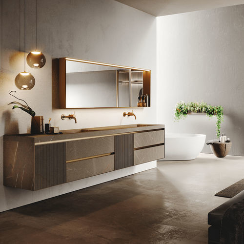 Meuble vasque double - AVOLA GRES - BINOVA S.p.A. - suspendu / en aluminium / en marbre
