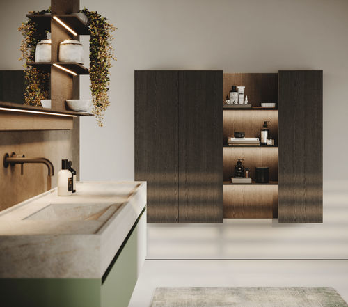Meuble de salle de bain avec éclairage intégré - BLUNA LACCATO OPACO - BINOVA S.p.A. - contemporain / résidentiel / en bois