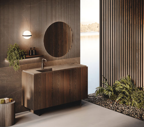Meuble vasque à poser - SCAVA LEGNO - BINOVA S.p.A. - en bois / grès / contemporain