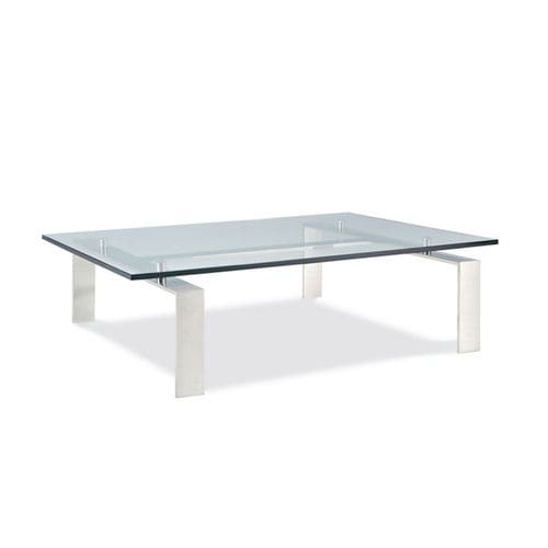 Table basse contemporaine - PALL MALL  - Ralph Lauren Home - en verre trempé / avec piètement en acier inoxydable poli / rectangulaire