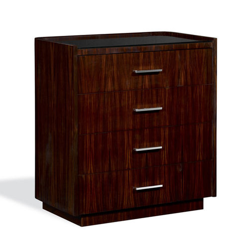 Table de chevet contemporaine - MODERN METROPOLIS - Ralph Lauren Home - en verre trempé / avec piètement en ébène de macassar / rectangulaire