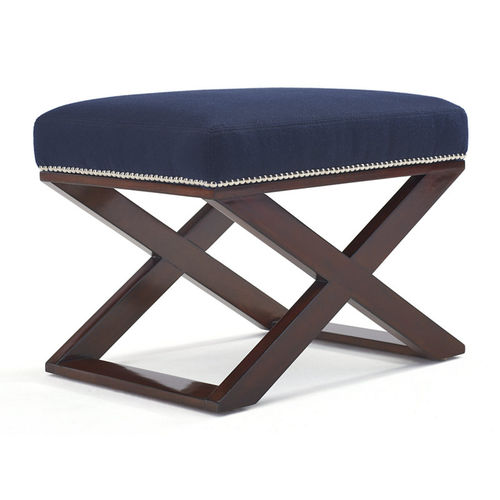 Tabouret classique - COTE D'AZUR  - Ralph Lauren Home - avec piètement en bois / tapissé / bleu