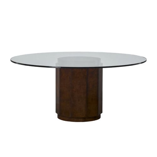 Table à manger contemporaine - PERRIN - Ralph Lauren Home - en verre / avec piètement en plaqué bois / avec piètement en acajou