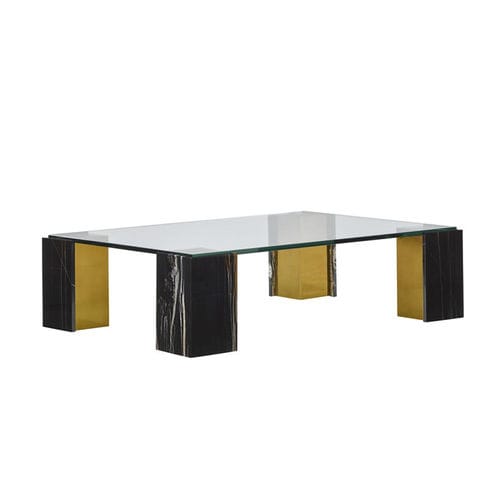 Table basse contemporaine - GARRON - Ralph Lauren Home - en verre / avec piètement en laiton / rectangulaire