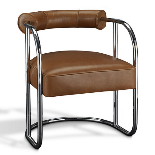 Chaise de salle à manger contemporaine - CITY MODERN - Ralph Lauren Home - d'intérieur / en cuir / avec piètement en acier inoxydable