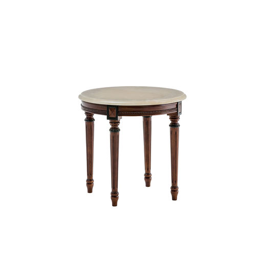 Table d'appoint classique - 5031TV - COLOMBO STILE - en marbre / en acajou / ronde