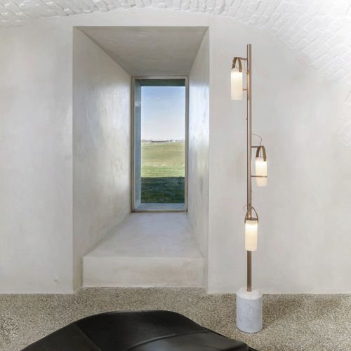 Lampe sur pied - GALERIE LARGE - FontanaArte - en métal / en verre / en marbre