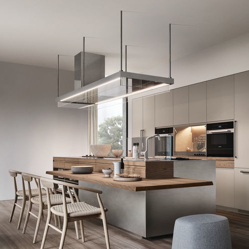 Cuisine contemporaine - CONVIVIUM, BUILT-IN SNACK BAR - Arclinea - en chêne / en acier inoxydable / en Fenix NTM®