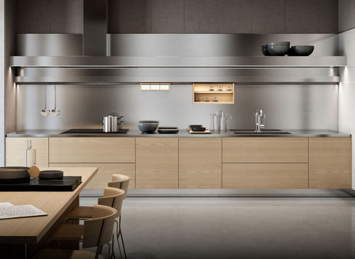 Cuisine en acier inoxydable - GAMMA LINEAR LAYOUT - Arclinea - contemporaine / en chêne naturel / en céramique