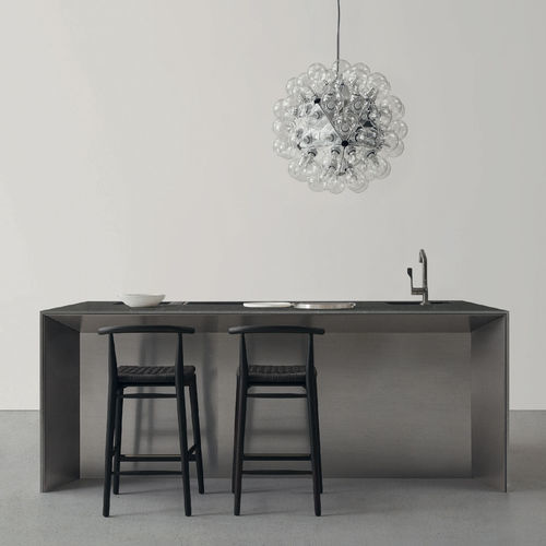 Îlot de cuisine en pierre - CANTO - Arclinea - en acier inoxydable / avec plaque de cuisson / noir