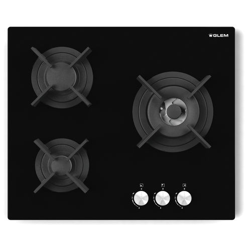 Table de cuisson à gaz - GVP635HBK - GLEM gas S.p.A. - 3 foyers / encastrable / avec manettes