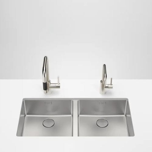 Évier 2 bacs - 38 240 004-86 - DORNBRACHT - sans égouttoir / en acier inoxydable poli / en inox brossé