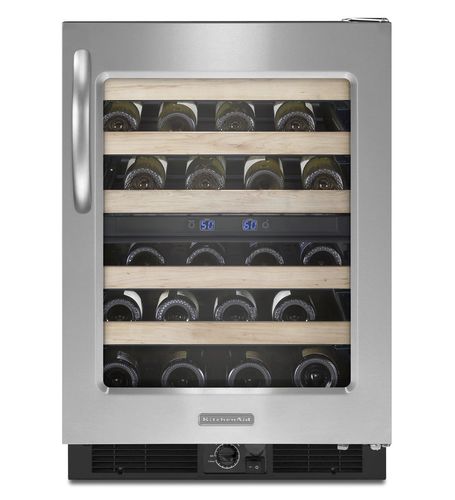 Cave à vin encastrable - KUWS24RSSS.............  - KitchenAid - sous plan / en métal / électrique