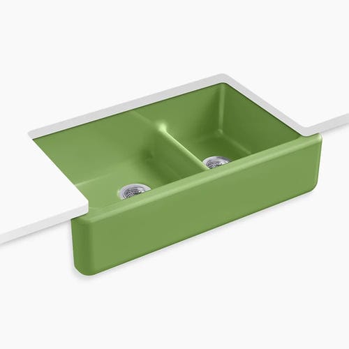 Évier 2 bacs - WHITEHAVEN™ - Kohler - sans égouttoir / en fonte / sous plan