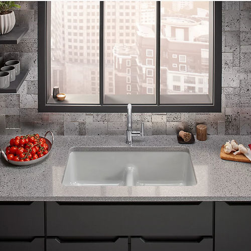 Évier 2 bacs - IRON/TONES™ - Kohler - sans égouttoir / en fonte / sous plan