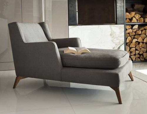 Chaise longue contemporaine - 680 CLASS - Vibieffe - en tissu / en cuir / grise
