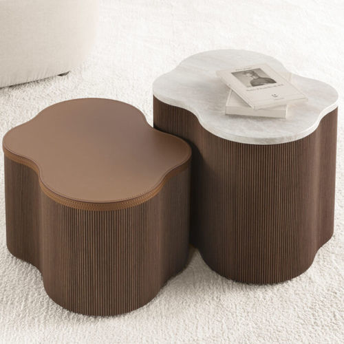 Table basse contemporaine - 9060_MIRA - Vibieffe - en marbre / avec piètement en bois / géométrique