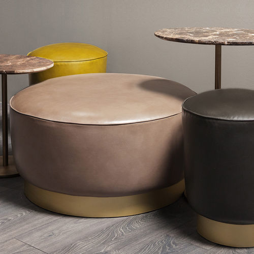 Ottoman contemporain - 314 A_ROUND - Vibieffe - en cuir / en tissu / en mousse de polyuréthane