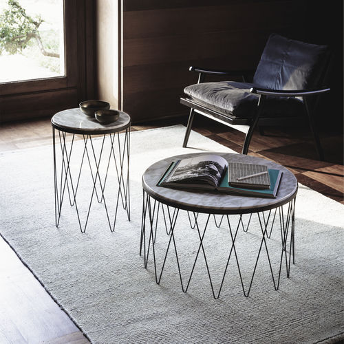 Table d'appoint contemporaine - 9500 - Vibieffe - en métal / en marbre / carrée
