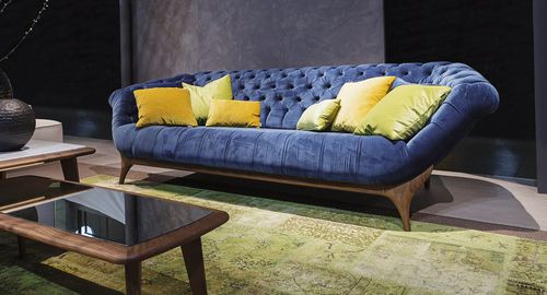 Canapé chesterfield - 440 VICTOR - Vibieffe - en tissu / en cuir / marron