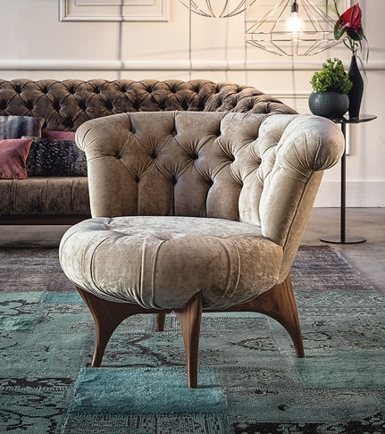 Fauteuil classique - 440 VICTOR - Vibieffe - en cuir / en tissu / en bois