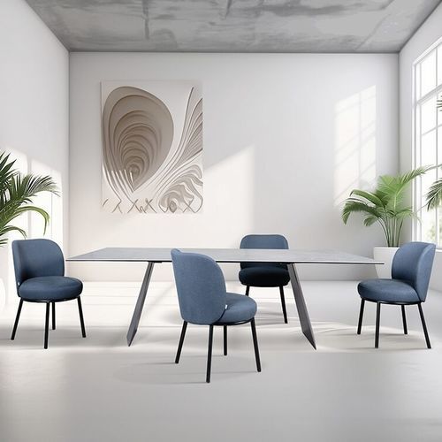 Chaise contemporaine - METIZ - TONON - d'intérieur / en tissu / avec piètement en métal
