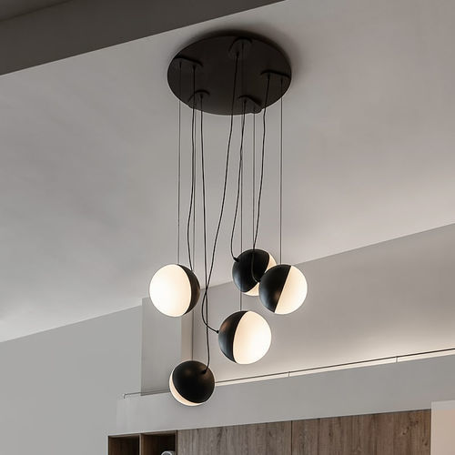 Suspension - HALF  - MILAN ILUMINACION - en acier laqué / en verre soufflé / design minimaliste