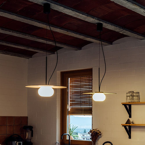 Suspension - KNOCK - MILAN ILUMINACION - en verre soufflé / en frêne / en bois verni