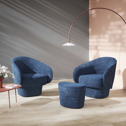 Fauteuil contemporain - ROC - COR - en tissu / en cuir / avec repose-pieds