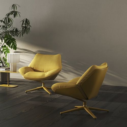 Fauteuil contemporain - SHRIMP - COR - en tissu / en cuir / en bois