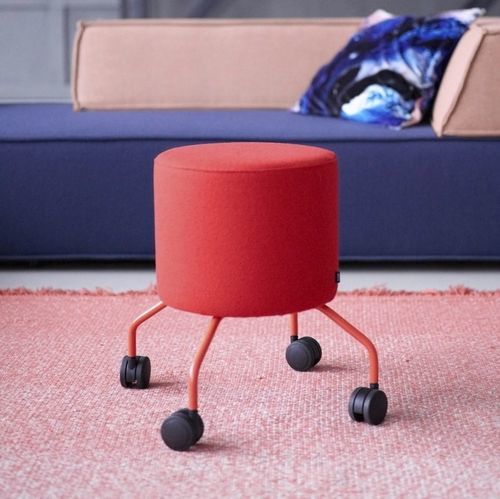 Tabouret contemporain - DROP - COR - en cuir / en tissu / avec piètement en métal peint