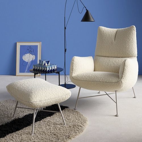 Fauteuil contemporain - JALIS LOUNGE - COR - en tissu / en cuir / avec repose-pieds