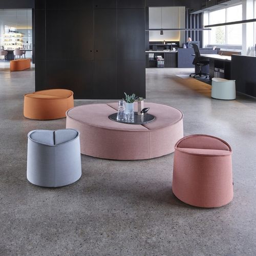 Pouf contemporain - Nenou - COR - en bois massif / en pierre naturelle / rond