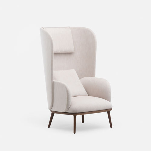 Fauteuil contemporain - BLANCHE BERGERE - DE LA ESPADA - en tissu / en cuir / en chêne