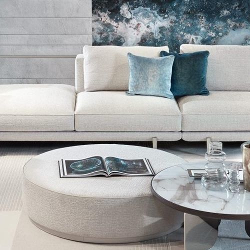 Pouf contemporain - CHAMALEON LOW - SICIS - en tissu / en contreplaqué / en bois massif